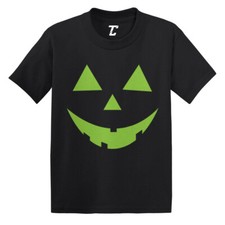 Pumpkin Face - Jack O' Lantern Green Halloween Spooky Kids T-shirt