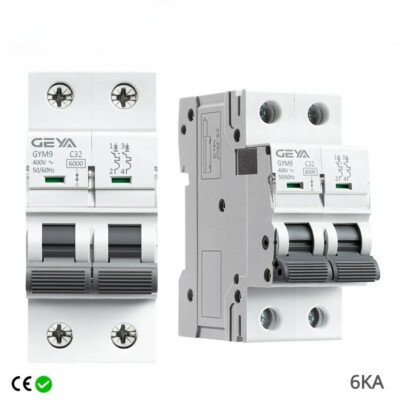 2Pole MCB Din Rail Mini Circuit Breaker 230V 6A-63A AC Type MCB 2 Pole C Curve