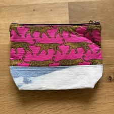 Pink Cheetah Print Makeup Cosmetic Junkie Bag Zippered Acid Wash Well Made