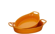 Rachael Ray 2-Piece Oval Stoneware Large Set. 2.48-qt & 3.25-qt , Clementine