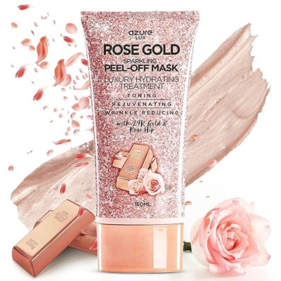 AZURE Rose Gold Hydrating Peel Off Face Mask- Dermatologist Tested - Anti Aging,
