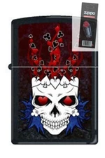 Zippo 1462 blue skull black Lighter + FLINT PACK