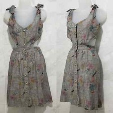 Reformation Gisela Dress Grey Floral Tie Shoulder Cutout Buttondown 2