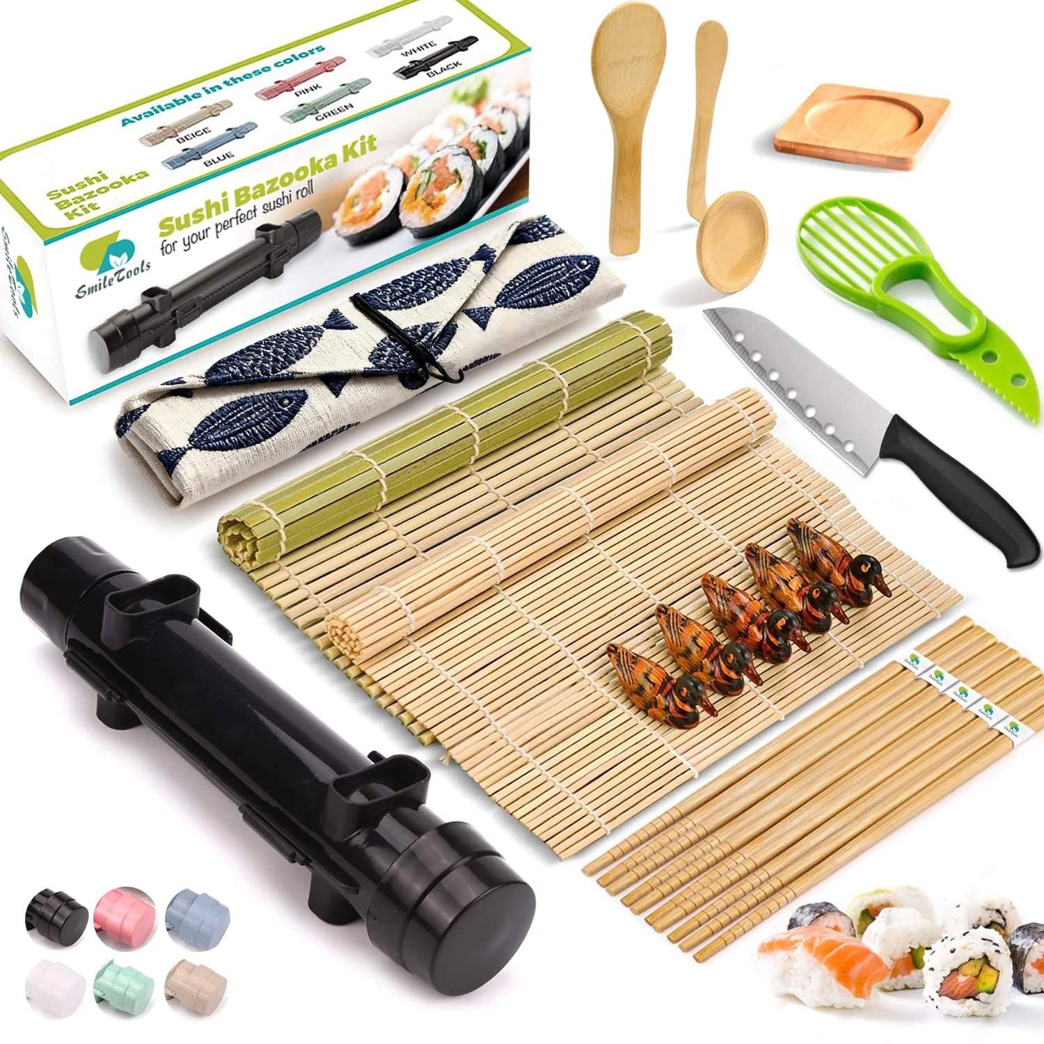 SmileTools Sushi Making Kit, 22pcs Roller Maker for Beginners Medium, Black2
