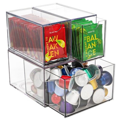 3 Pack Coffee Pod Organizer Tea Bag Holder, Clear Acrylic K Cup Holder Box St...