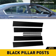 6PCS Black Window Pillar Post Door Trim Piano Cover Set For 09-13 Toyota Corolla