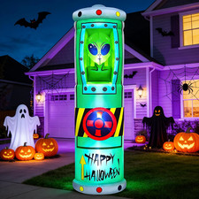 8FT Alien Inflatable Halloween Decorations Outdoor Space Capsule with Leds Bui