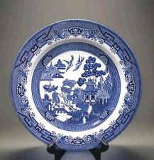 Churchill Blue Willow Dinner Plate 10 3/8" Single Plate Vtg England 3 Available 