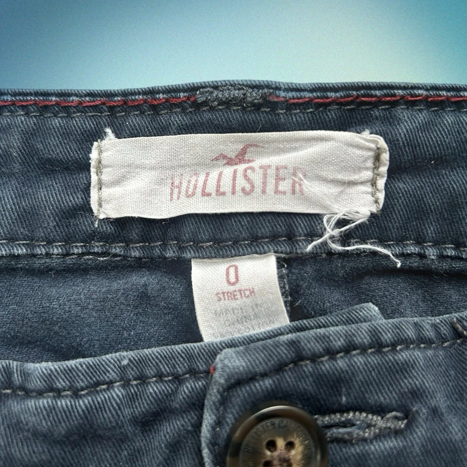 Mini Pantalones Cortos Vintage Hollister Para Mujer Azul Ultra Bajo Tiro Micro Talla 0 Elásticos Foto 4 de 4
