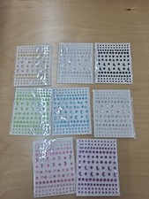 Face Gems Rhine Stone Stickers. 8 Sheets, Pink, Purple, Green, Blue, Black, Ect