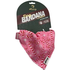 WHIMSY Dog Bandana Collar Pink Candy Canes MEDIUM 14" to 20" Reversible
