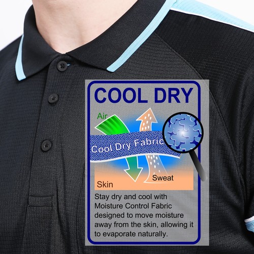 Mens Panel Polo Shirt with chest pocket, Shor Sleeve Black Blue Green Grey - Picture 31 of 111