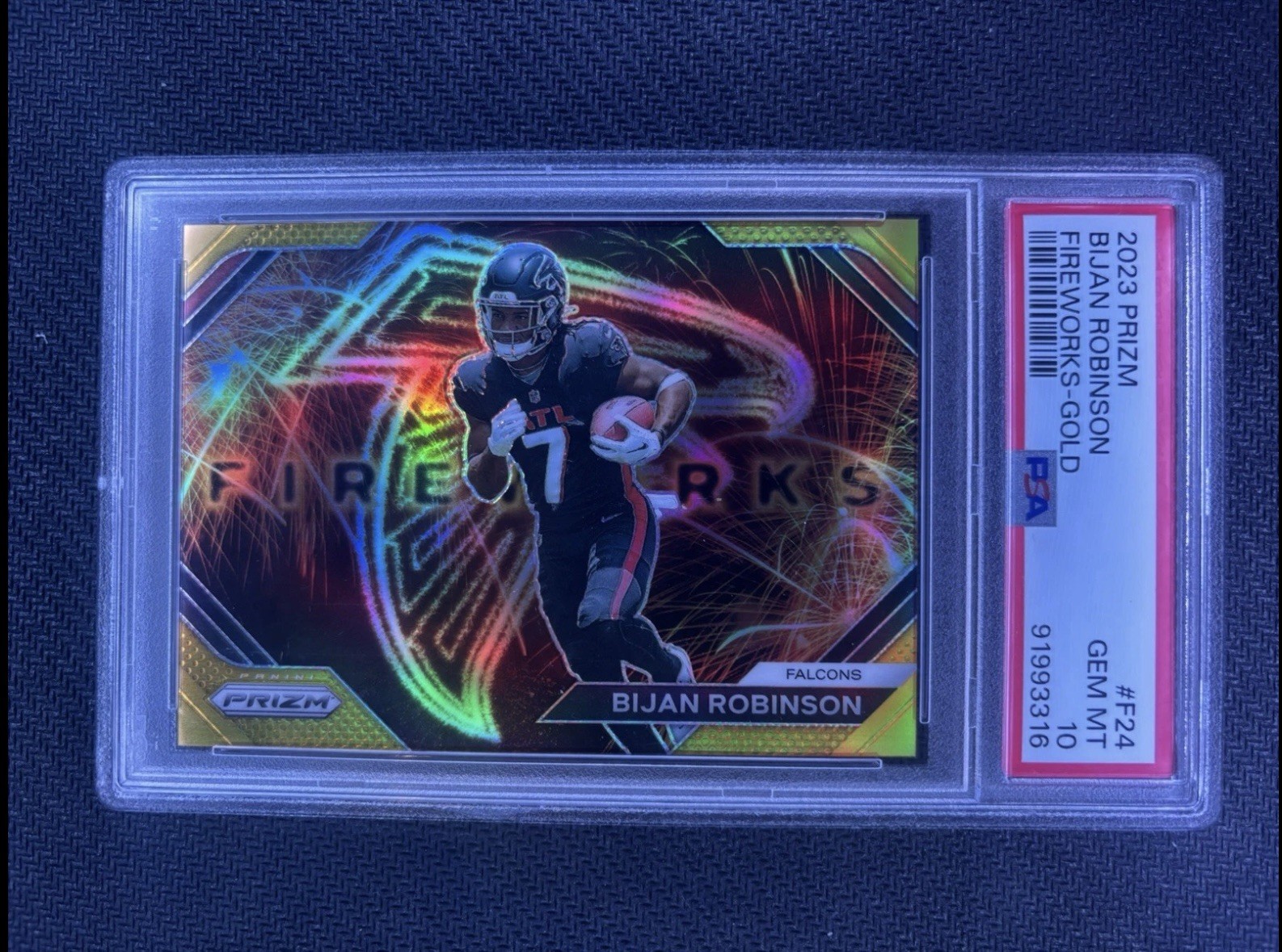 2023 Prizm Bijan Robinson Fireworks Gold SSP Psa 9 PLAYER NUMBER ROOKIE 7/10