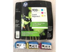 Genuine HP 920XL High Yield Cyan Magenta Yellow Ink Color 3 Pack D8J64BN OEM