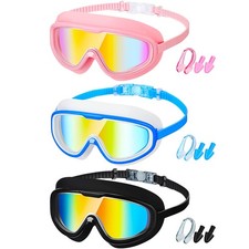 3 Pack Adult Swim Goggles Anti Fog Wide UV Protection Pool Swimming Goggles f...