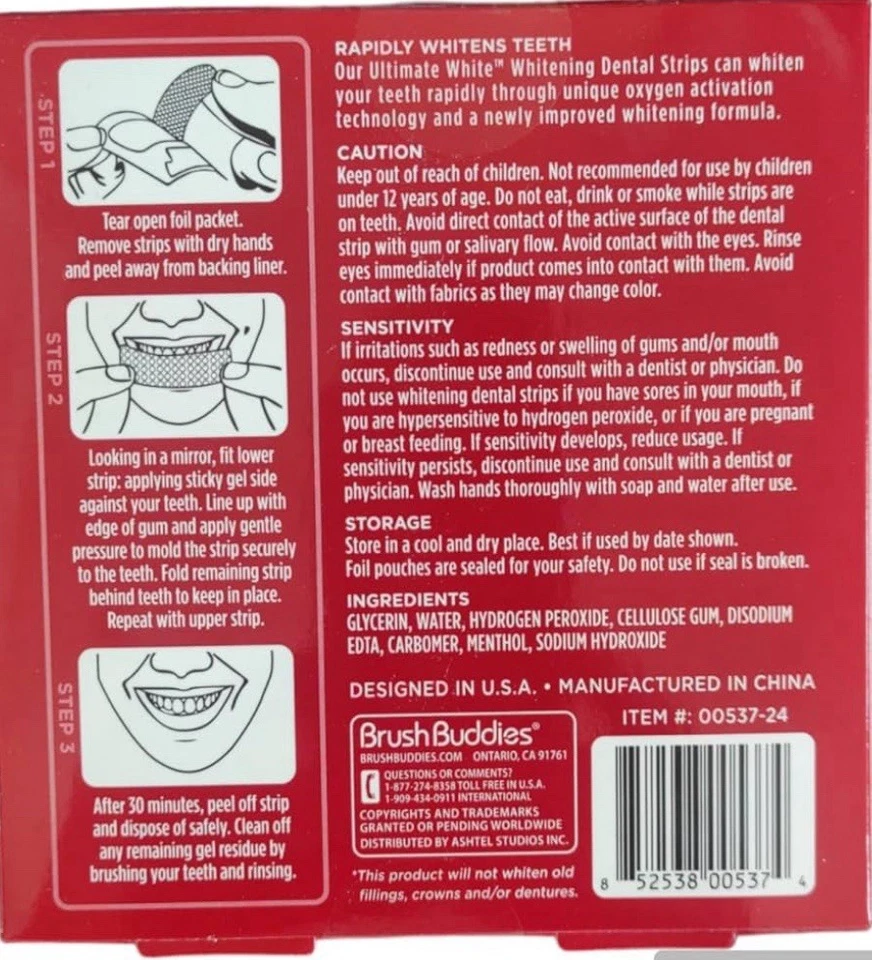 2Pk Ultimate White, Whitening Dental Strips Lot of ( 6 Strips ) Each * - Image 3 of 3