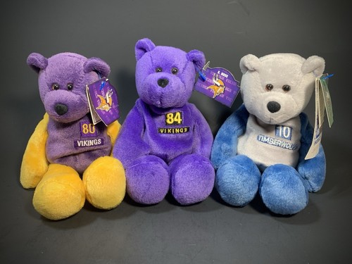 Carter Moss Minnesota Vikings and Timberwolves Szczerbiak Bean Bag Bear Set Lot