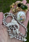 Vintage Costume Jewelry lot Rhinestone cameo brooch necklace bracelet
