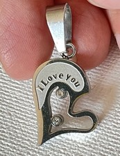 Stainless Steel Love Heart CZ Pendant