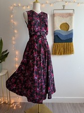 Ulla Johnson MIMI Floral Midi Dress 8 Sleeveless Ruched Cotton Pink Black $450