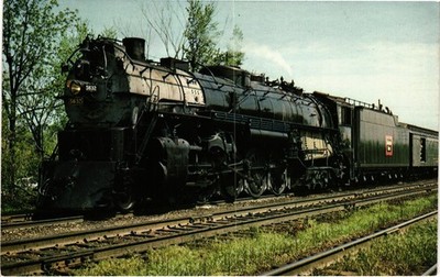 CB&Q Burlington Route 5632 4-8-4 Steam Excursion Railroad Chrome Postcard