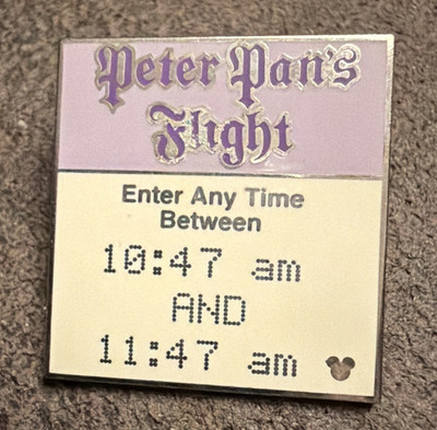 Disney Peter Pan's Flight Attraction Time Window Completer Pin 10:47-11:47 2005