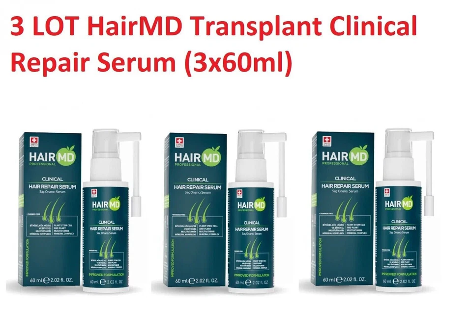 PROFESSIONISTA DEI CAPELLI MD 3 LOTTI Siero di riparazione clinica per trapianto HairMD (3x60ml)