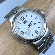 ESQ Swiss Esquire Unisex E3698 White Dial Date Stainless Quartz Watch 7 3/4"