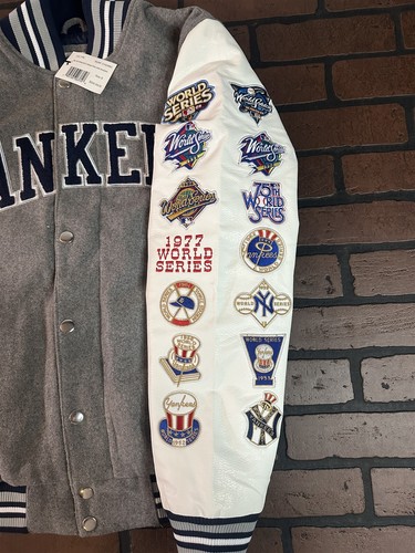 Chaqueta Universitaria New York Yankees G-iii 27x Serie Mundial ~ Mangas de Cuero Sintético ~ - Imagen 11 de 14