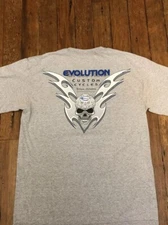 Evolution Custom Cycles Flaming Skull T-Shirt Tempe AZ Size L Motorcycles