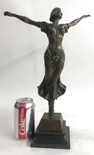 Handcrafted Detailed Gorgeous Woman with Short hair Bronze Sculpture Figurine