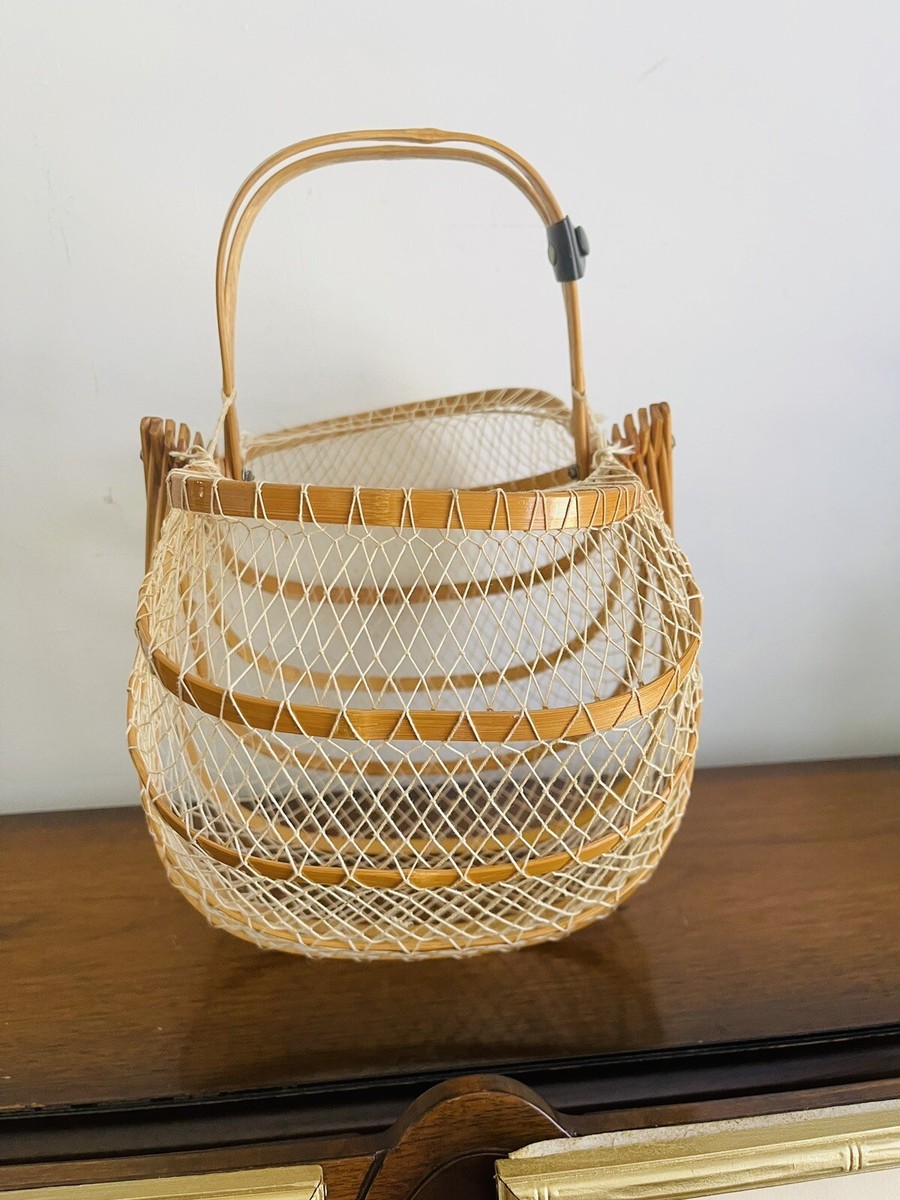 Sac à Main Japonais En Filet De Pêche Et Bambou - Couleur Rouge - Occasion Très Bon état