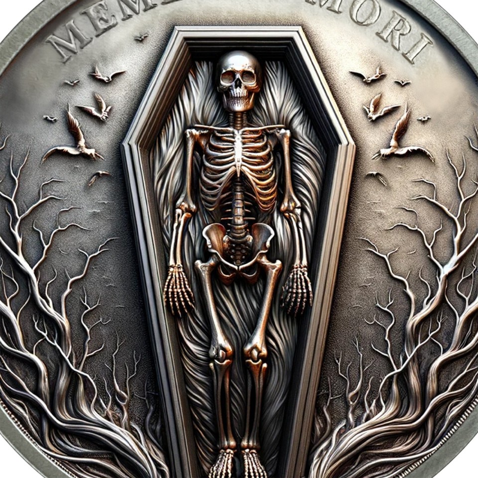 Memento Mori Münze - Stoic Skull Coin Mit Zeit Symbolik