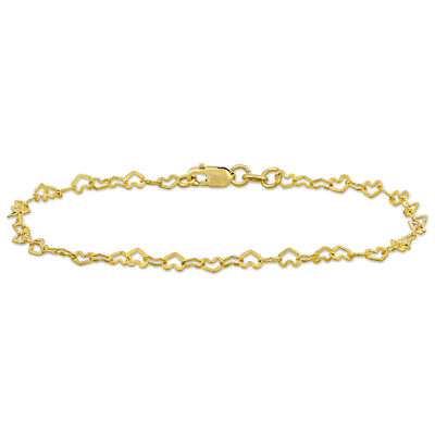 Amour 14k Gelbgold 3mm Herz Gliederarmband - 7,5 Zoll