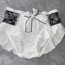 NEW Ruffled Bikini Brief Panties M 6 Sheer Chiffon Bow Girly babydoll Femme