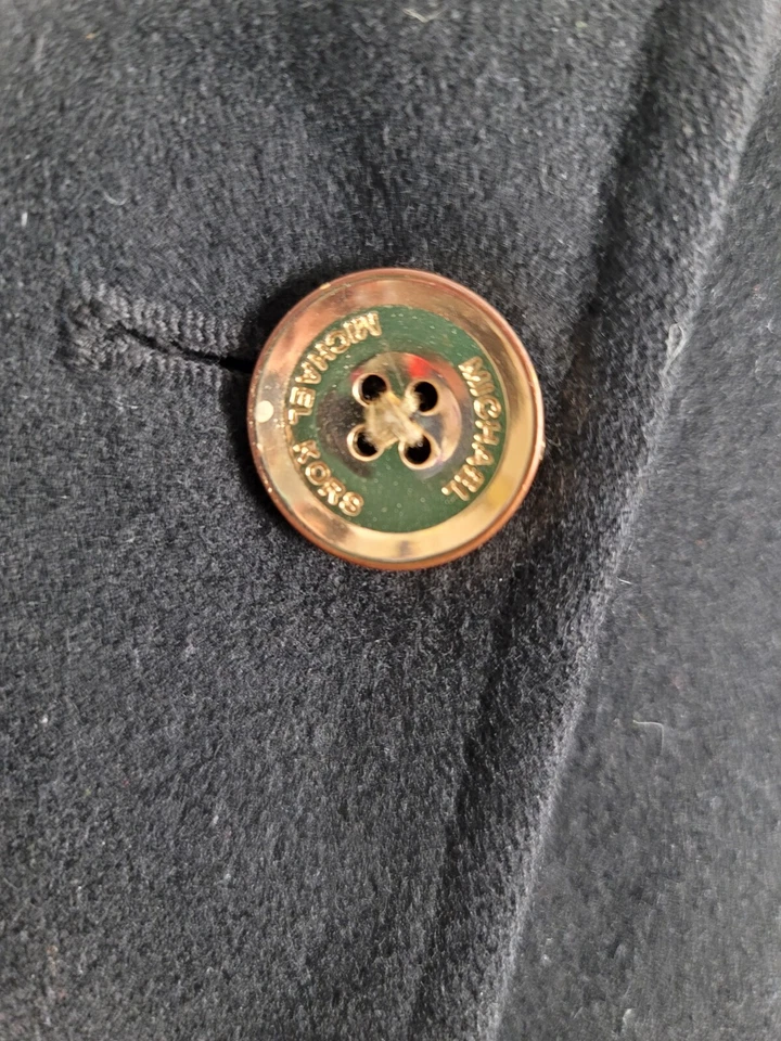 Abrigo de lana Michael Kors negro dorado con botones talla 12 grande diseñador Foto 4 de 4