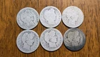 Lot Of 6 Barber Silver Quarters