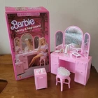 VTG 1987 Barbie Sweet Roses Vanity & Nightstand Playset Mattel 4764 READ