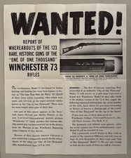 Winchester 73 WANTED 1950 Publicity Poster Search For 1 of 1000 Model 1873 Rifle