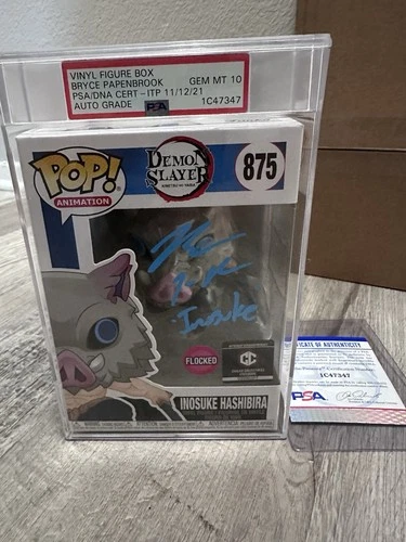 Demon Slayer Inosuke Flocked PSA Cert Auto GEM Mint 10 Funko Pop!