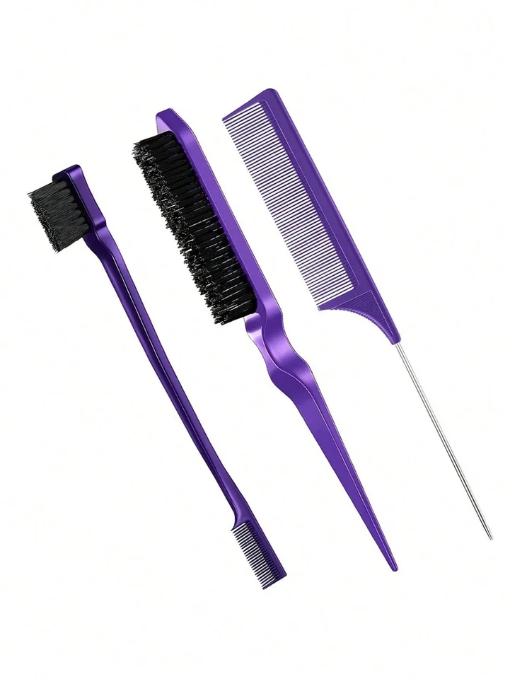 Comb for Edge Back Grooming Teasing Brush Slick Brush Set Bristle Hair Brush - Image 3 of 4