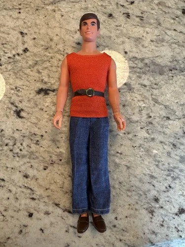 Vintage Mod 1968 Mattel Busy Ken Doll #3314 w/ Original Outfit Red Top Jeans