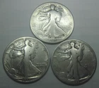 1916 S, 1917 S Obv & 1919 P *3 Silver LIBERTY WALKING Half DOLLARS Shown $5 SHIP