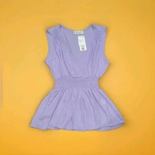 Jon & Anna Womens Small Empire Waist Smocked Blouse Top Business Romantic Fairy 