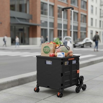 Folding Utility Cart with Stair Climbing Wheels & 360° Swivel - 110 lbs Capacity