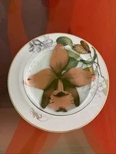 Annie Glass Plate 12"Orchid Sign Limited Edit Hand Signed, O'keffe Inspired USA