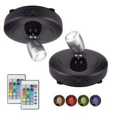 Battery Operated LED Spot Lights, 12 Color Changing, Dimmable, Remote, Black