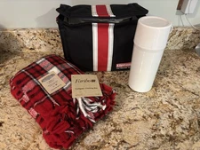 Vtg NOS Faribo Tailgate Insulated Cooler Tote Blanket Aladdin Thermos Kit Picnic