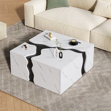 Wohnzimmer Couchtisch Sofatisch kaffetisch 70x70cm mit Schubladen Marmoroptik