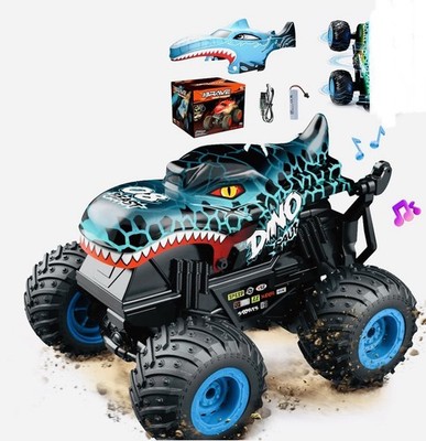 Dino Shark 2.4GHz RC Monster Truck w/ Remote Control, USB, Battery, Music,Spins